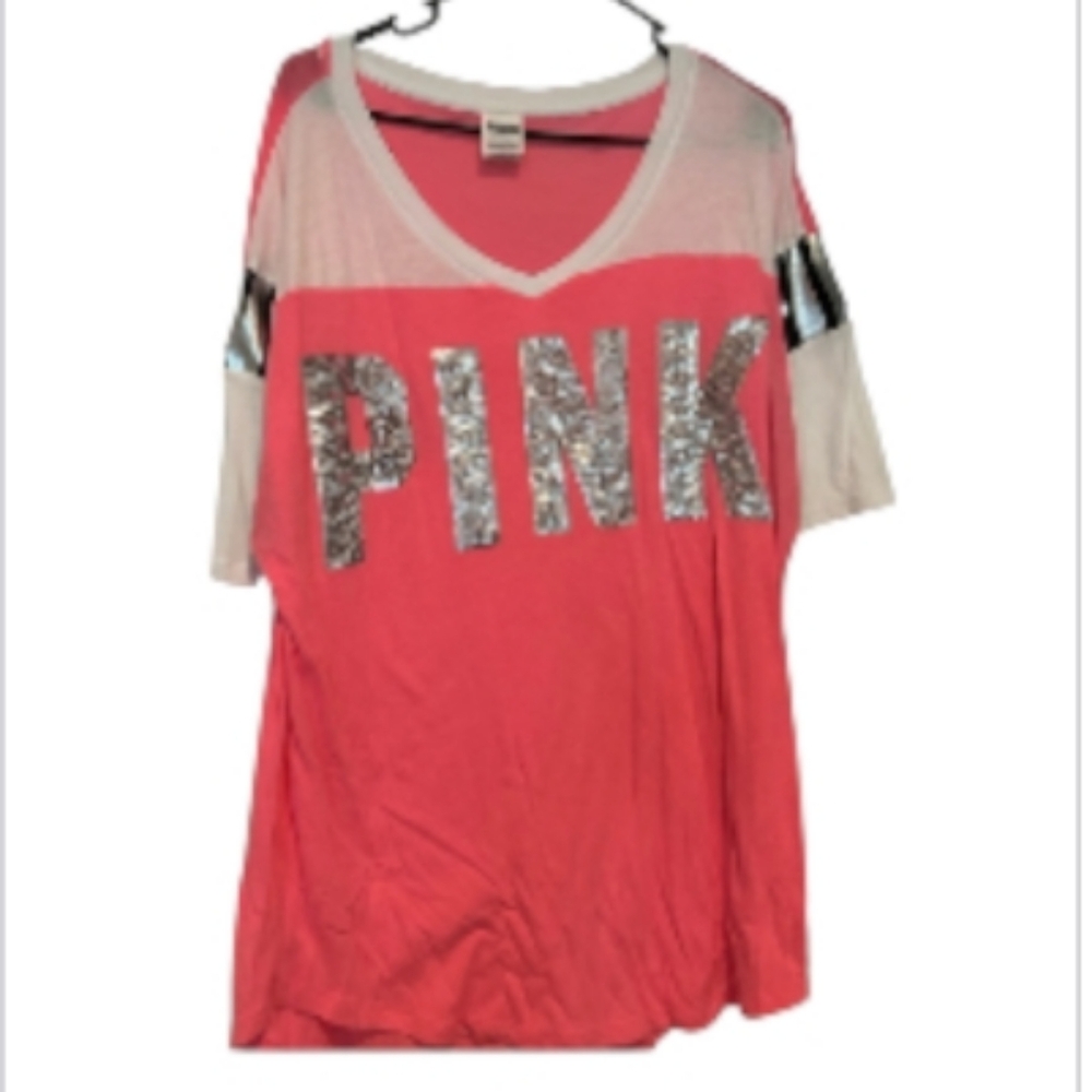 PINK VS Short Sleeve V-Neck Sequin Tee - Picture 2 of 3